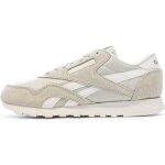 Baskets blanches / grises femme reebok cl nylon - gris - cuir - lacets - plat
