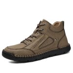 Baskets chaudes homme montantes en cuir nubuck - remycoo - kaki - lacets - adulte