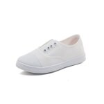 Basket classique toile femme - marque - blanc - confortable lgre antidrapant extrieur plate sneakers ...
