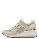 Basket compens� cuir tamaris - femme - peigne macca - blanc - confort exceptionnel