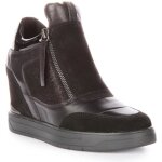 Baskets compenses en cuir geox d maurica a - noir - femme - fermeture clair latrale