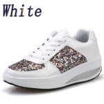 Baskets compenses paillettes pour femmes - blanc - chaussures de sport mode filles