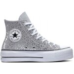 Baskets converse chuck taylor all star lift hi - femme - gris - plat - textile - lacets