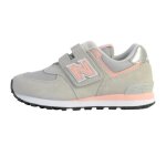 Basket cuir enfant - new balance - 574 - gris / rose - scratch - version basse