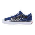 Basket cuir enfant - vans - old skool - lacets - bleu / noir - confort exceptionnel