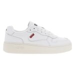 Baskets cuir femme blanc - levis - plat - lacets - cuir