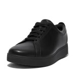 Baskets en cuir femme - fitflop - rally - lacets - noir - plat