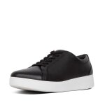 Baskets en cuir femme fitflop rally - noir - 39 - lacets - plat - cuir