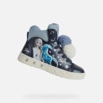 Basket cuir geox enfant skylin - geox - fille - bleu marine et bleu ciel - lacets - confort exceptionnel ...