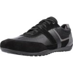 Basket cuir geox wells - geox - 125930 - noir - homme - lacets - plat