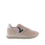 Baskets en cuir nude pour femme victoria nova - semelle multicolore plate - lacets