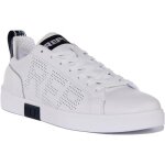 Baskets en cuir perfor  lacets pour hommes - replay - polaris perf - blanc marine - cuir - lacets - ...