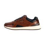 Basket cuir redskins cavado - brandy / marine - homme - lacets - plat
