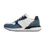 Basket cuir redskins - praia bleu / ecru