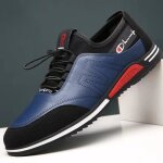 Baskets en cuir vitata pour hommes - printemps et automne - couleur bleue - talon plat - lacets Baskets en cuir vitata pour hommes - printemps et automne - couleur bleue - talon plat - lacets