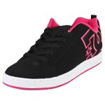Dc shoes court graffik baskets femme noir / rose - cuir & synth�tique - lacets