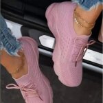 Baskets dcontract - ecelen - femme - semelle paisse en maille - rose