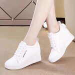 Baskets dcontractes  talons pour filles - fr28mcq - blanc - compens - lacets