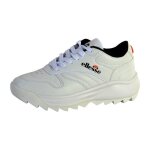 Baskets ellesse femme retro - blanc - cuir - semelle paisse en caoutchouc
