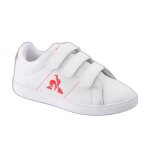 Baskets enfant le coq sportif courtclassic ps fluo blanches � lacets - cuir et semelle caoutchouc