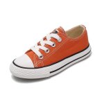 Basket enfant fille - garcon en toile confortable couleur unie - aievis - orange - lacets - textile - ...