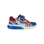 Baskets enfant geox ciberdron - bleu / rouge - scratch - respirantes