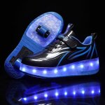 Baskets enfants led lumires - marque - modle - noir - mixte - avec roues automatique de patinage