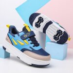 Baskets pour enfants � roulettes - remycoo - chaussures respirantes - bleu