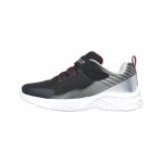 Basket enfant skechers zovrix - noir - argent - rouge - scratch - confortable