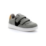 Baskets enfant - victoria - gris - cuir - scratch - confort exceptionnel