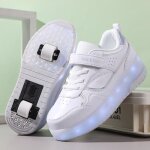 Baskets enfants - vitata - led - chaussures  roulettes - blanc - mixte - plat