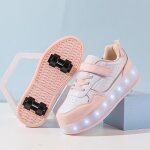 Baskets enfants - vitata - mode led - chaussures à roulettes - rose - lacets - plat Baskets enfants - vitata - mode led - chaussures à roulettes - rose - lacets - plat