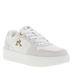 Baskets femme - le coq sportif - cuir - talon plateau - lacets blancs