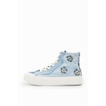 Baskets femme desigual crush high - patchwork de denim - plateforme - perles brod�es