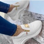 Baskets femme - fond épais - blanc - vulcanisées - décontracté - cales sans lacet Baskets femme - fond épais - blanc - vulcanisées - décontracté - cales sans lacet