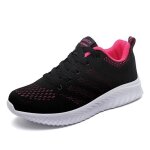 Baskets femme en maille a�r� chaussures de sport fitness - noir - rose - sneakers
