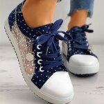 Baskets pour femmes mode dentelle creux respirant semelle paisse chaussures plates dcontractes