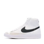 Baskets femme - nike - blazer mid 77 - cuir - blanc / noir - lacets