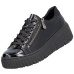 Baskets femme - rieker - n2501 - 00 - cuir verni - fermeture clair - talon compens