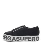 Baskets femme - superga 2790 glitter lettering noir - tige en toile - semelle antid�rapante