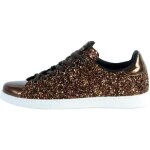 Baskets femme - victoria - 12558 bronze - cuir - effet miroir - glitter mtallis