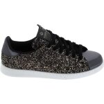 Baskets femme - victoria - 12558 noir - synthtique - lacets - plat