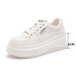 Baskets pour femmes - vitata - 6cm fond pais - cuir respirant - blanc