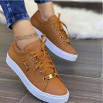 Baskets pour femmes - vitata - cuir pu - plateforme - lacets - marron Baskets pour femmes - vitata - cuir pu - plateforme - lacets - marron