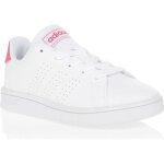 Baskets pour fille adidas advantage k blanc / rose - tige en matire synthtique souple avec 3 bandes ...