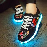 Baskets funmoon pour femmes - noir - led lumineuses clignotantes - chaussures de sport