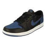 Baskets pour gar�on nike air jordan 1 retro low og en cuir bleu et noir avec lacets plats - cz0790