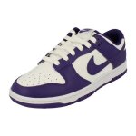 Baskets pour garon nike dunk low retro en cuir blanc  lacets