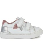 Baskets geox b453hc 085nf c0007 blanc fille - cuir - lacets