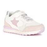 Basket geox j fastics girl - fille - cuir - blanc / rose - lacets